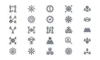 Stakeholder icon representing business collaboration, corporate responsibility, and organizational roles in outline style vector