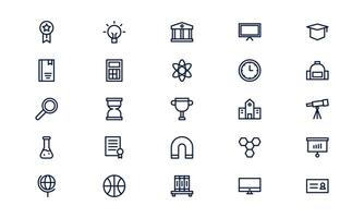 School icon representing education, academic institution, and learning environment in outline style vector