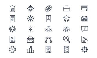 Recruitment icon representing hiring process, candidate selection, and human resource management in outline style vector