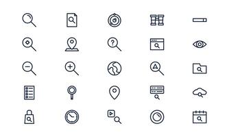 Search icon illustrating exploration, information finding, and digital navigation in outline style vector