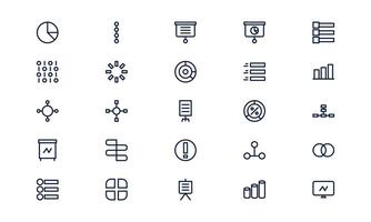 Infographic icon showing visual data presentation, analytics report, and business communication in outline style vector