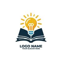 Open Book Logo with Creative Lamp vector