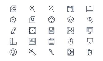 Graphic design icon representing creative visual composition, digital art, and layout tools in outline style vector