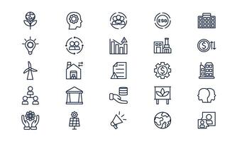 ESG icon symbolizing environmental responsibility, social impact, and corporate governance in outline style vector
