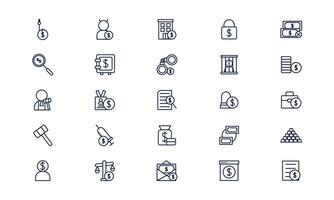 Corruption icon showing bribery and unethical financial behavior in business and government in outline style vector