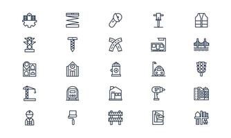 Infrastructure icon depicting structured facilities and essential systems in urban development in outline style vector