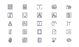 Text icon illustrating written communication, typography, and digital message format in outline style vector