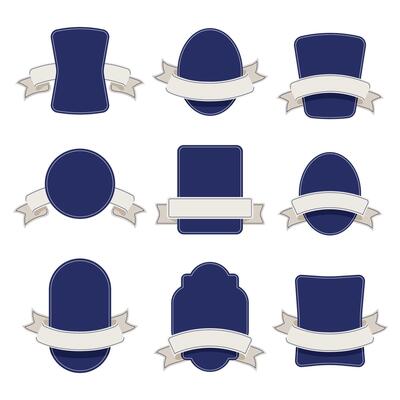 Vintage badges with ribbons. Illustration, isolated on white background