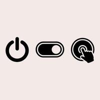 power button toggle switch and touch control icons vector