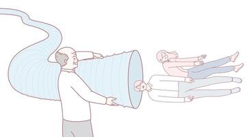 A Creative and Unique Illustration Depicting a Person Utilizing a Funnel for Extracting People vector