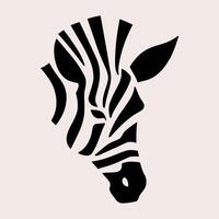 sylized zebra head silhouette in black and white vector