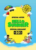 Hello Summer Sale Background Design Concept Template vector