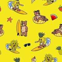 Seamless Pattern of Retro Summer Element Design vector