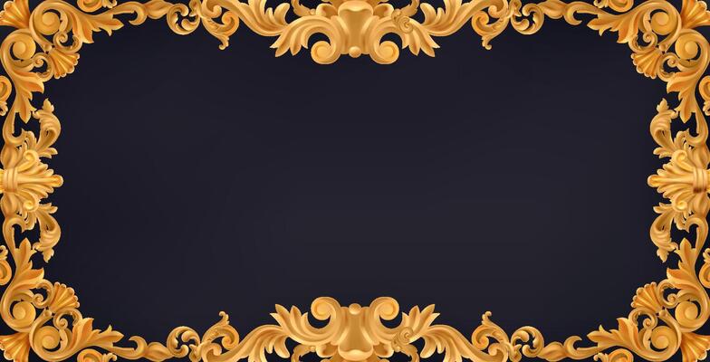 Golden Baroque Ornamented Frame Background