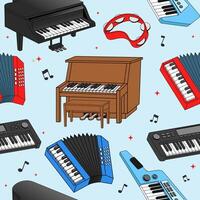 Seamless pattern of Music Instrument Element vector
