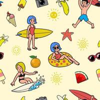Seamless Pattern of Retro Summertime Concept Design vector