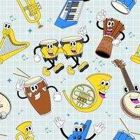 Seamless Pattern of Various Music Instrument Background vector