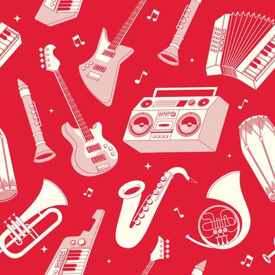 Seamless Pattern of Retro Musical Illustration