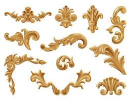 Realistic Golden Baroque Ornament Collection vector