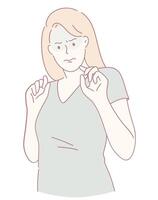 A Woman Expressing Concern in Neutral Tones Depicted in Artistic and Modern Styles vector