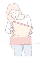 A Joyful and Exciting Unboxing Experience with a Delightful Package Awaiting You vector