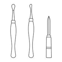Triangular, spoon shaped scraper for finishing dental prostheses, dental instrument for prosthetics vector