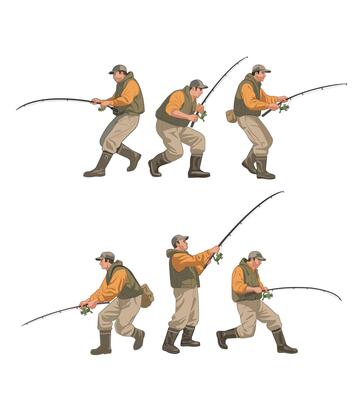 group of fishermen fishing with fishing rod