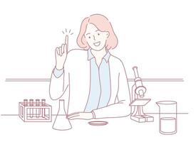 A dedicated scientist working hard in a lab with equipment and innovative ideas vector
