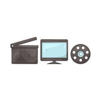 Illustration of Movie Clapper Film Reel and Monitor vector