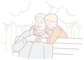 The Heartwarming and Beautiful Bond That Forms Between a Grandparent and Their Child While in Nature vector