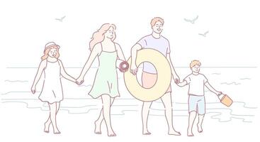 Enjoy a delightful Family Beach Day filled with fun adventures, and complete relaxation in the sun vector