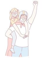 Superhero Adventure A Heartwarming Moment of Connection Between a Parent and a Child vector
