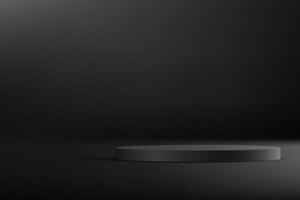 Black, Gray studio room background. Black background 3d with podium. Empty room with light effect. Space for selling products on the website. illustration. vector