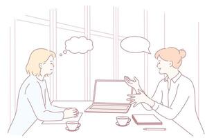 A Team Meeting that Focuses on Collaboration, Discussion, and Progressive Ideas Sharing vector
