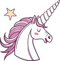 Sparkling unicorn horn spiral with shine accents, cute cartoon style design on clean white background for magic-themed use vector