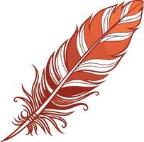 Phoenix feather icon in red-orange tones with flame accent, minimal clean design fit for logos or symbols vector