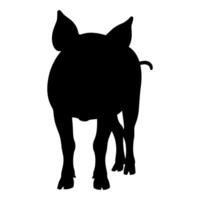 black silhouette of a pig facing forward vector