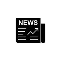 Icon depicting a newspaper with an upward trending graph, symbolizing positive news and growth. vector