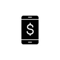 A simple icon depicting a smartphone displaying a dollar sign, representing mobile banking and online financial transactions. vector