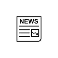 Newspaper icon with a downward trending graph symbolizing negative news. vector