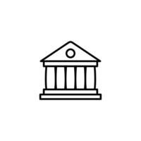 Simple line art icon depicting a classical building, possibly a temple or bank. vector