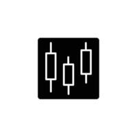 A simple black and white icon representing a candlestick chart, frequently used in finance to display market trends. vector