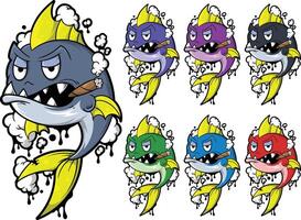 cartoon fish with different colors and different designs vector