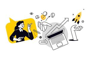 Startup. illustration for web banner, social media banner, business presentation, marketing material. vector