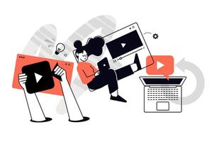 and online communication. Set of illustrations for web banner, social media banner, business presentation, marketing material vector