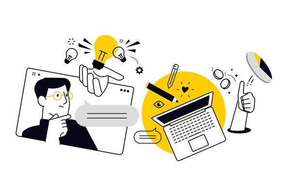 Online business. illustration for web banner, social media banner, business presentation, marketing material.