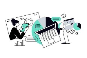 Market research and data analytics. illustration for web banner, social media banner, business presentation, marketing material. vector