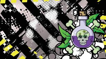 Graffiti Toxic Potion Background with Skull and Leaves vector