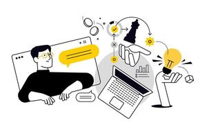 Project development, online business course. illustration for web banner, social media banner, business presentation, marketing material. vector