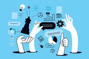 Project management. illustration for web banner, social media banner, business presentation, marketing material. vector